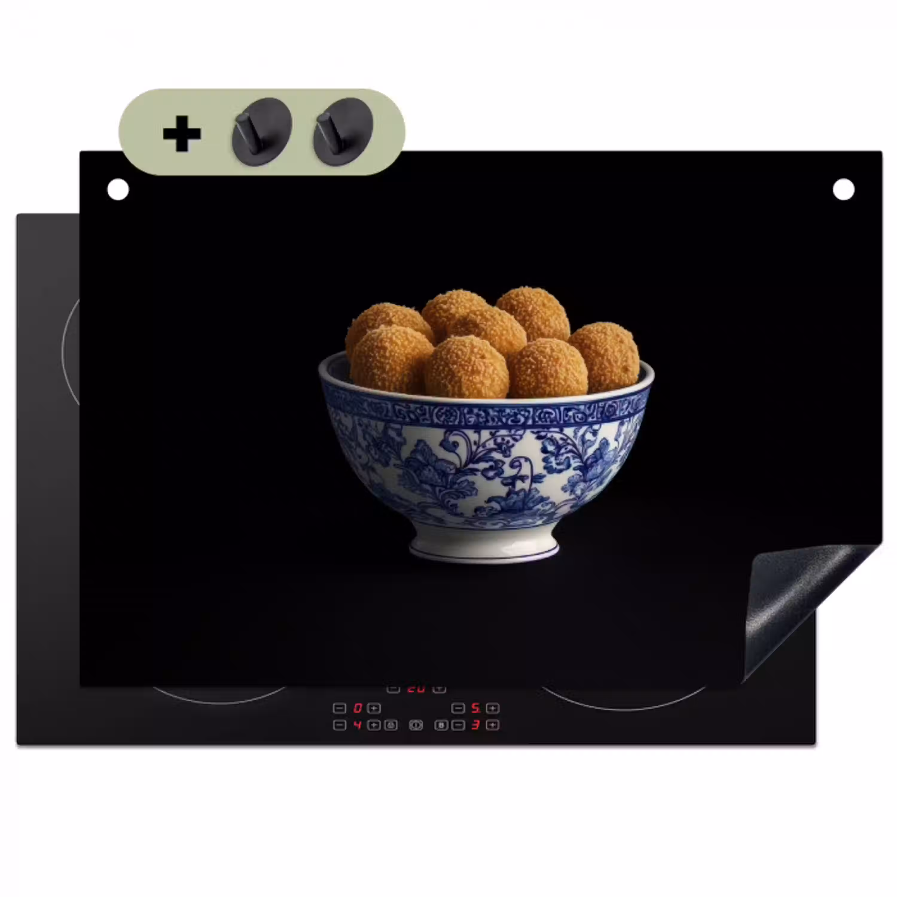 Delfts blauw - Bitterballen - Holland - Schaal Inductie beschemer met haakjes klein -3d