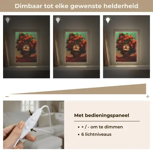 Vrouw - Frambozen - Bladeren Light Box met kabel (Tafellamp) klein -USP_dimbaarNL