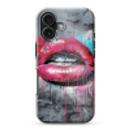 Lippen - Felroze - Graffiti - Verfstrepen Toughcase MagSafe Apple iPhone 17 klein -3d