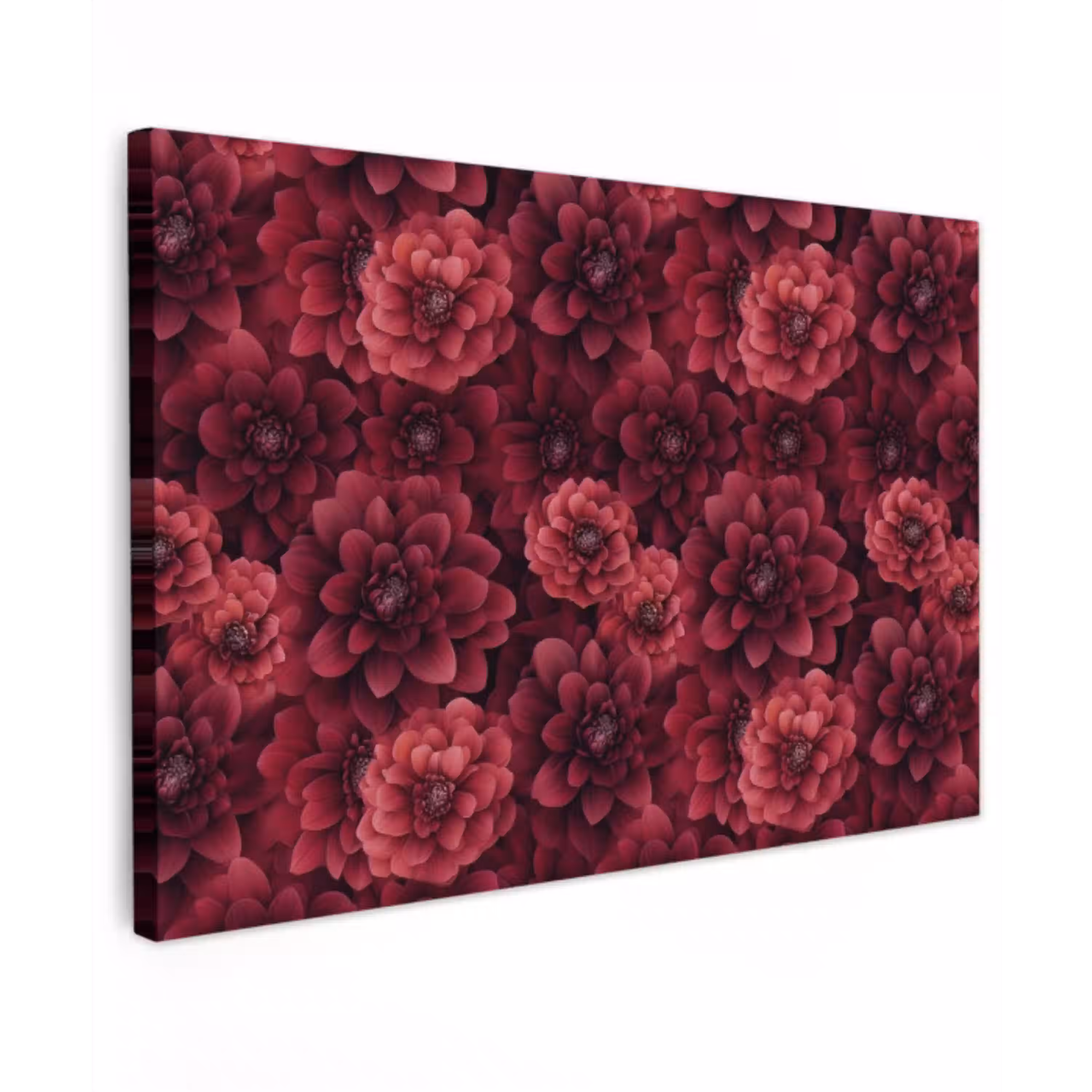 Dahlias - Bloemen - Rood canvas 2cm klein 34 -z3d