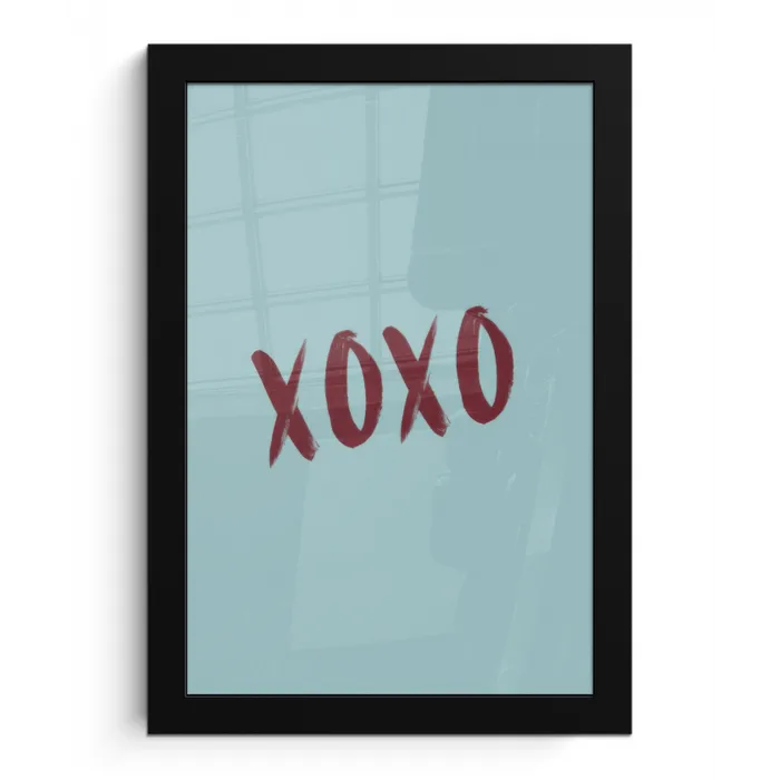 XOXO - Blauw - Rood fotolijst zwart zonder passe partout klein -3d