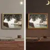 Rotsen - Zee - Boom - Groen Light Box met batterij (Wandlamp) middel -sfeer3