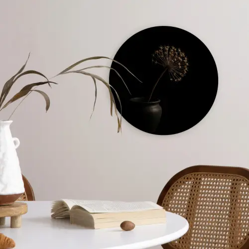 Bol - Gedroogd - Vaas - Zwart Wandcirkel kunststof plaat 5mm dik klein -sfeer4