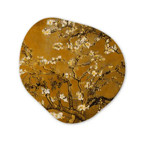 Amandelbloesem - Kunst - Van Gogh - Goud Wandcirkel Organisch Forex 3mm klein -3d