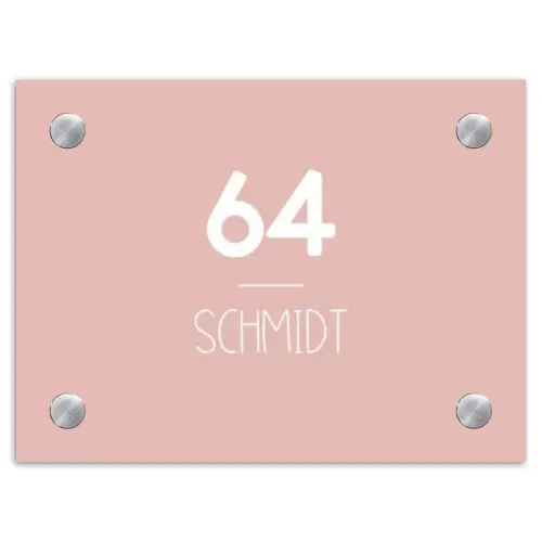 Effen roze - Modern Naambord Rechthoek middel -3d