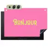 Roze - Groene Bonjour - art-deco Inductie beschemer met haakjes klein -3d