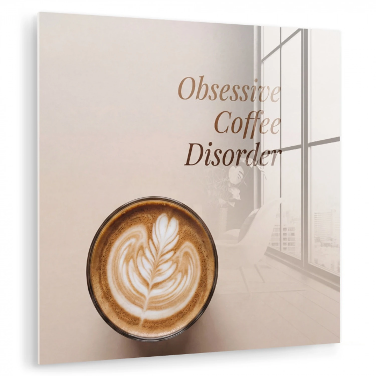 Koffie - Obessive Coffee Disorder - Beige plexiglas 5mm klein -zzzproduct_nieuw