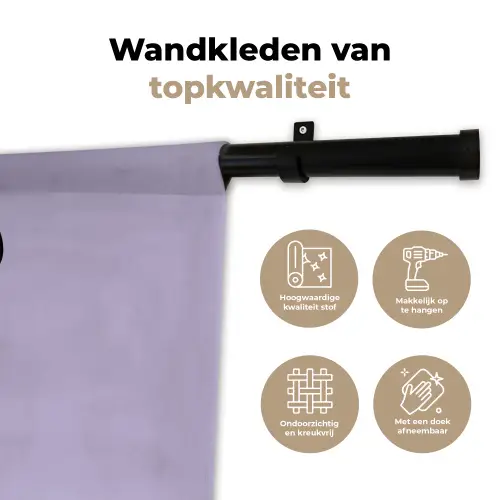 Panda - Paars - Sierlijk - Kawaii Wandkleed katoen klein -sfeer2