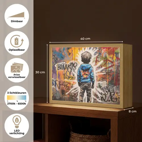 Graffiti - Jongen - Kleuren - Street Art Light Box met batterij (Wandlamp) middel -USP_websiteoverzichtNL