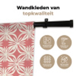 Roze - Bloemenmotief - Wit - Modern Wandkleed katoen klein 269 -sfeer2