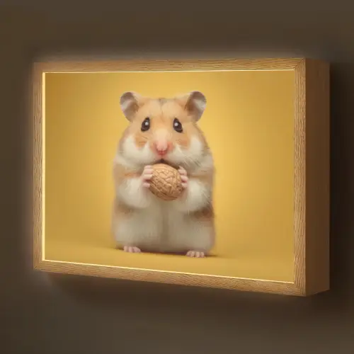 Hamster - Nootje - Geel - Knaagdier Light Box met batterij (Wandlamp kind) middel -z3d_website