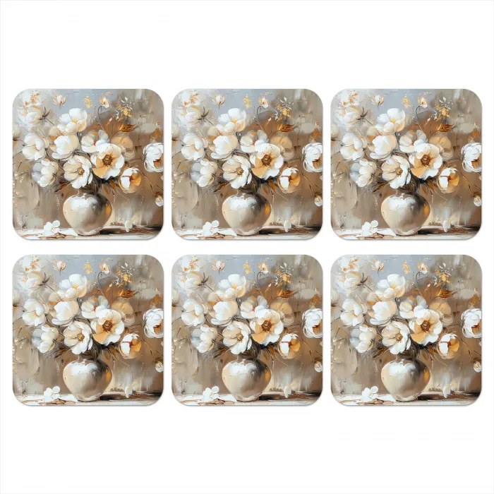 Vaas - Bloemen - Kunst - Goud onderzetter kurk middel -3d