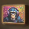 Graffiti - Chimpansee - Street art - Koptelefoon - Aap Light Box met batterij (Wandlamp) middel -z3d_website