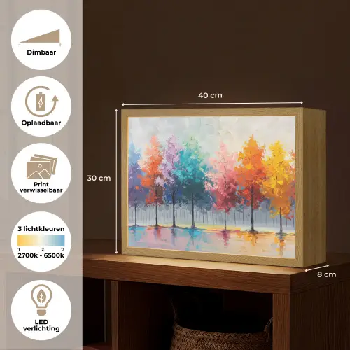 Bomen - Kleurrijk - Natuur - Abstract Light Box met batterij (Wandlamp) middel -USP_websiteoverzichtNL
