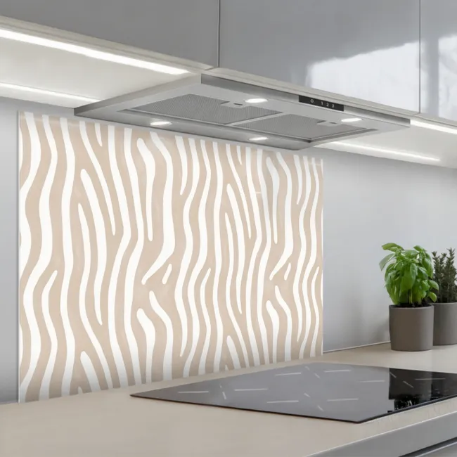 Spatscherm keuken - Abstract - Zebra - Beige