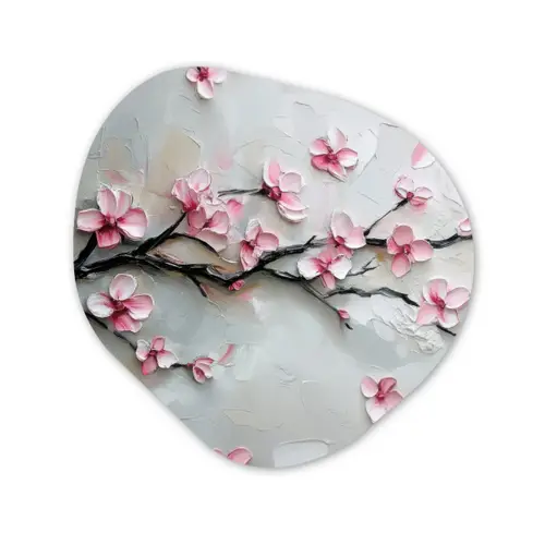 Bloesem - Kunstzinnig - Roze - Sakura Wandcirkel Organisch Plexiglas middel -3d