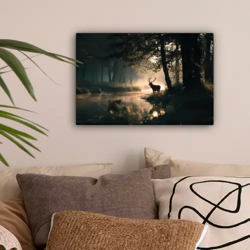 Hert - Bosbeek - Mystiek canvas 2cm klein -sfeer1