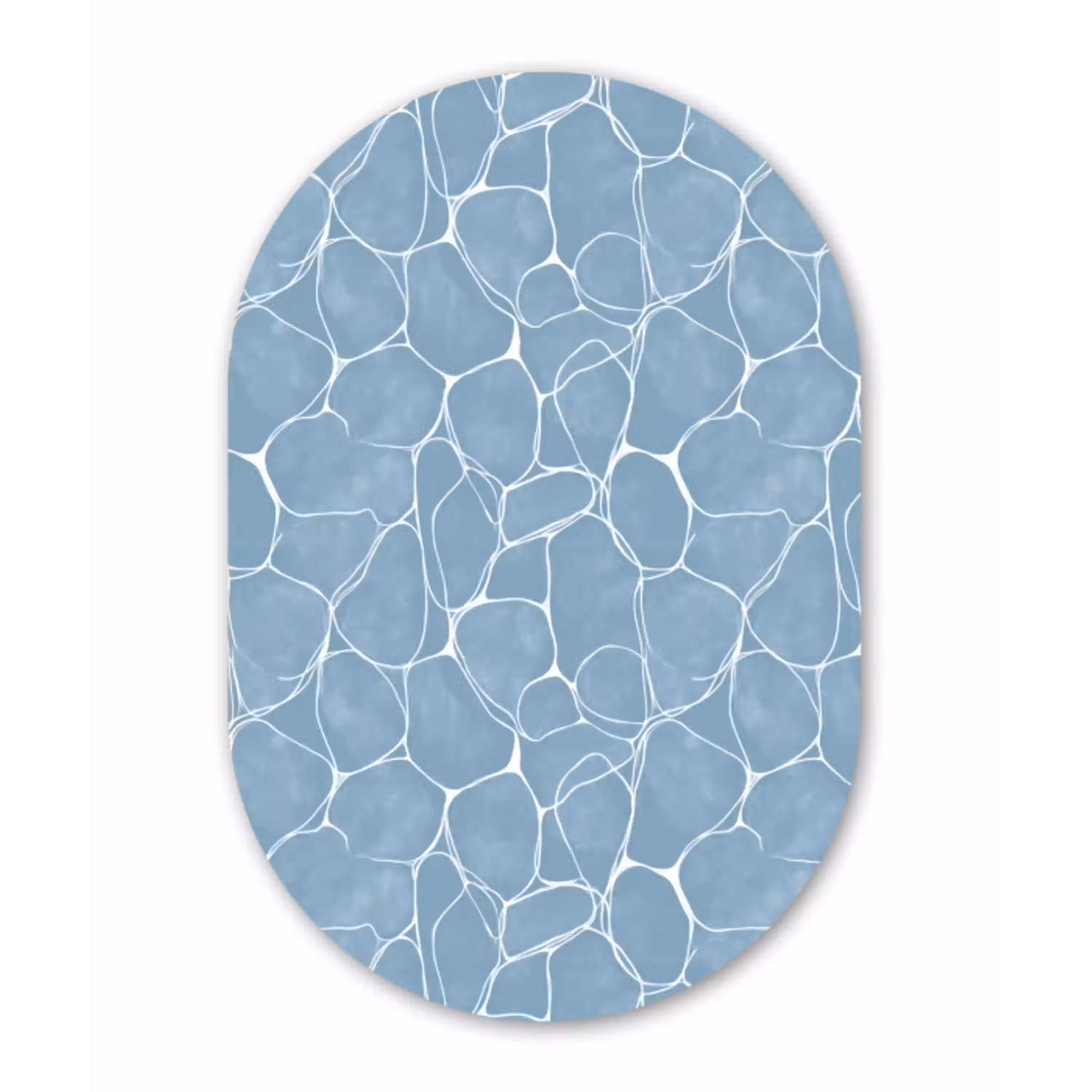 Organisch - Patroon - Blauw Wandcirkel Ovaal Aluminium middel 839 -3d