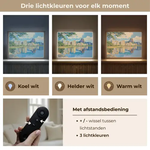 Berg - Skyline - Strand - Water Light Box met batterij (Wandlamp) middel -USP_lichtkleurNL