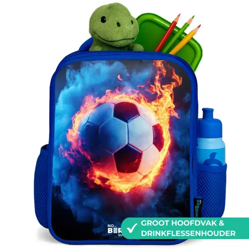 Voetbal in vuur en ijs Kinderrugzak - Blauw middel -inhoud_NL