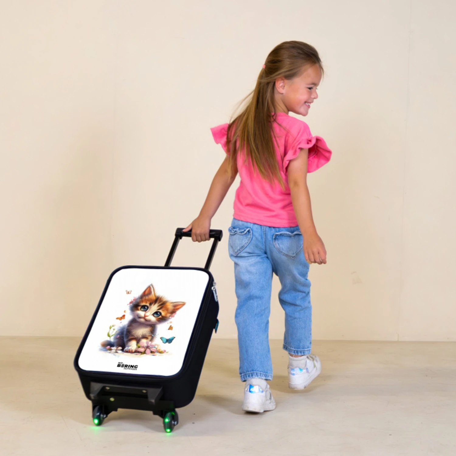 Vera vlinderkitten Kinderkoffer - Zwart klein -sfeer1