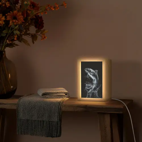 Vis - Koi - Zwart - Water Light Box met kabel (Tafellamp) klein -sfeer4