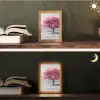 Boom - Natuur - Roze - Zwart wit Light Box met kabel (Tafellamp) klein -sfeer3