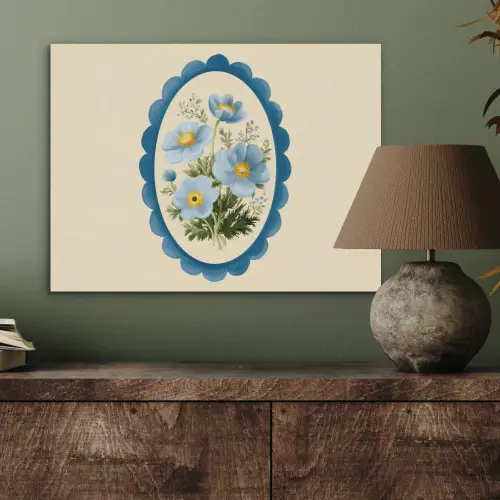 Lijst - Bloemen - Lichtblauw - Illustratie PET vilt klein -sfeer2