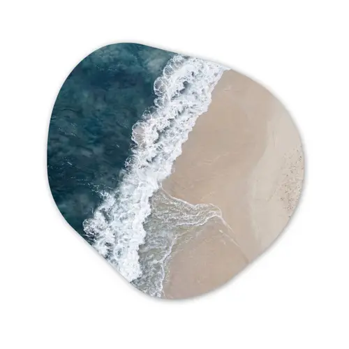 Strand - Zee - Golven Wandcirkel Organisch Aluminium middel -3d