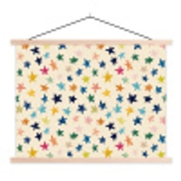 Patroon - Sterren - Kleurrijk textielposter latten blank klein 122 -3d