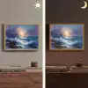 Golven - Zee - Kleurrijk - Rotsen Light Box met batterij (Wandlamp) middel -sfeer3