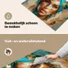 Vrouw - Portret - Goud - Luxe - Blauw Inductie beschemer met haakjes klein -ky-schoon-nl