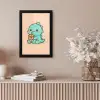 Dino - Boba - kawaii - Oranje fotolijst zwart zonder passe partout klein -sfeer5
