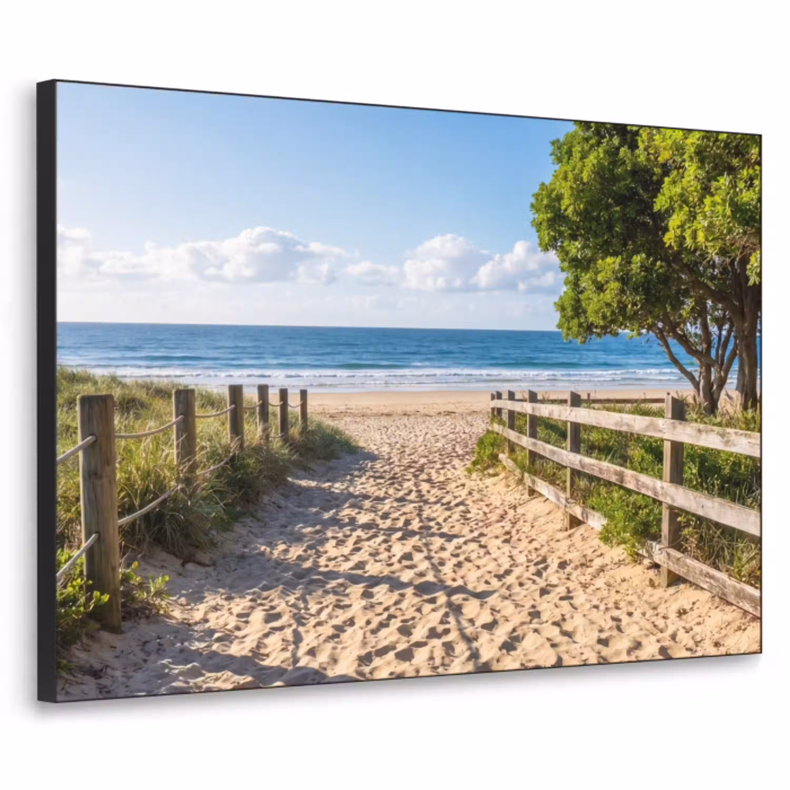 Strand - Zandpad - Oceaan - Natuur Textielframe zwart klein -3d