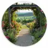 Doorkijk - Landschap - Natuur - Tuinboog - Bloemen Wandcirkel plexiglas klein -3d