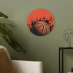 Basketbal - Verf - Sport - Oranje Akoestische PET Vilt - Rond klein -sfeer2