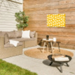 Eendjes - Patroon - Geel Tuinposter op houten frame 2 cm dik klein 845 -sfeer2