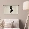 Penseelstreek - Zwart - Minimalistisch Wandkleed katoen klein -sfeer4