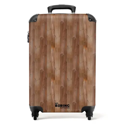 Roodbruin met hout structuur NBS - Handbagage koffer - Volwassenen Unisex middel -productfoto_recht