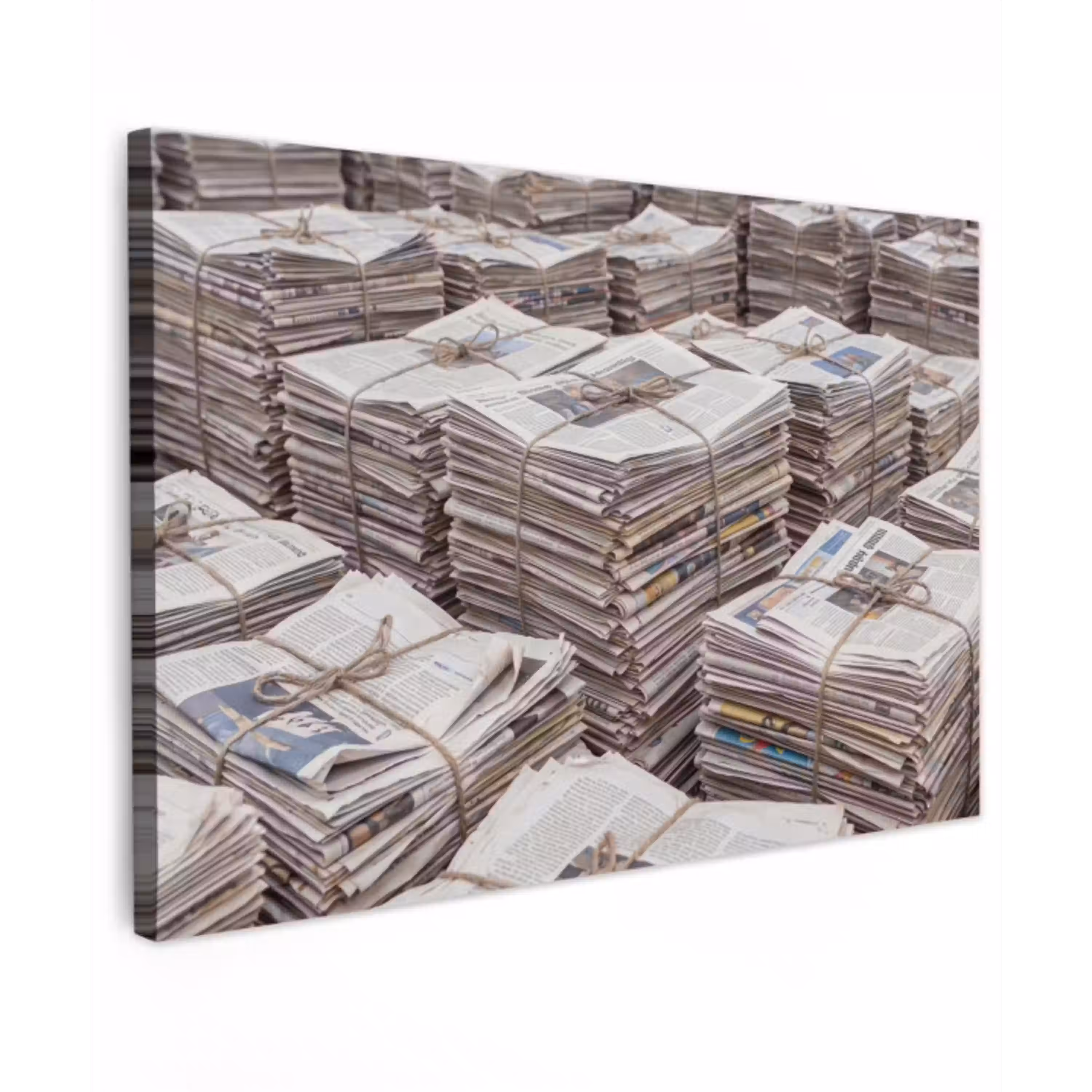 Kranten - Stapels - Touw - Informatie - Vintage canvas 2cm klein -z3d