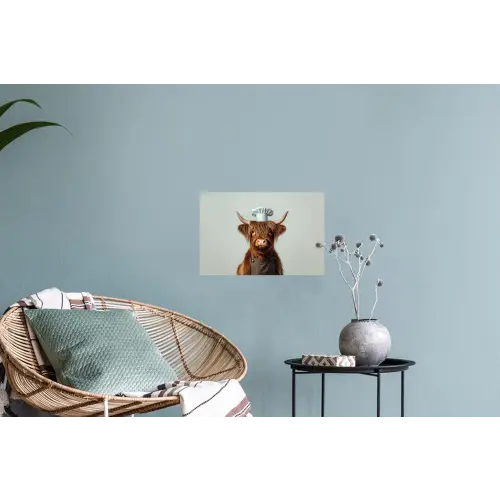 Schotse Hooglander - Bruin - Hoorns - Kokskleding Muursticker klein -plant