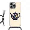 Theepot - Kleurrijk - Bloemen Hoesje iPhone 16 Pro Max met koord klein -3d