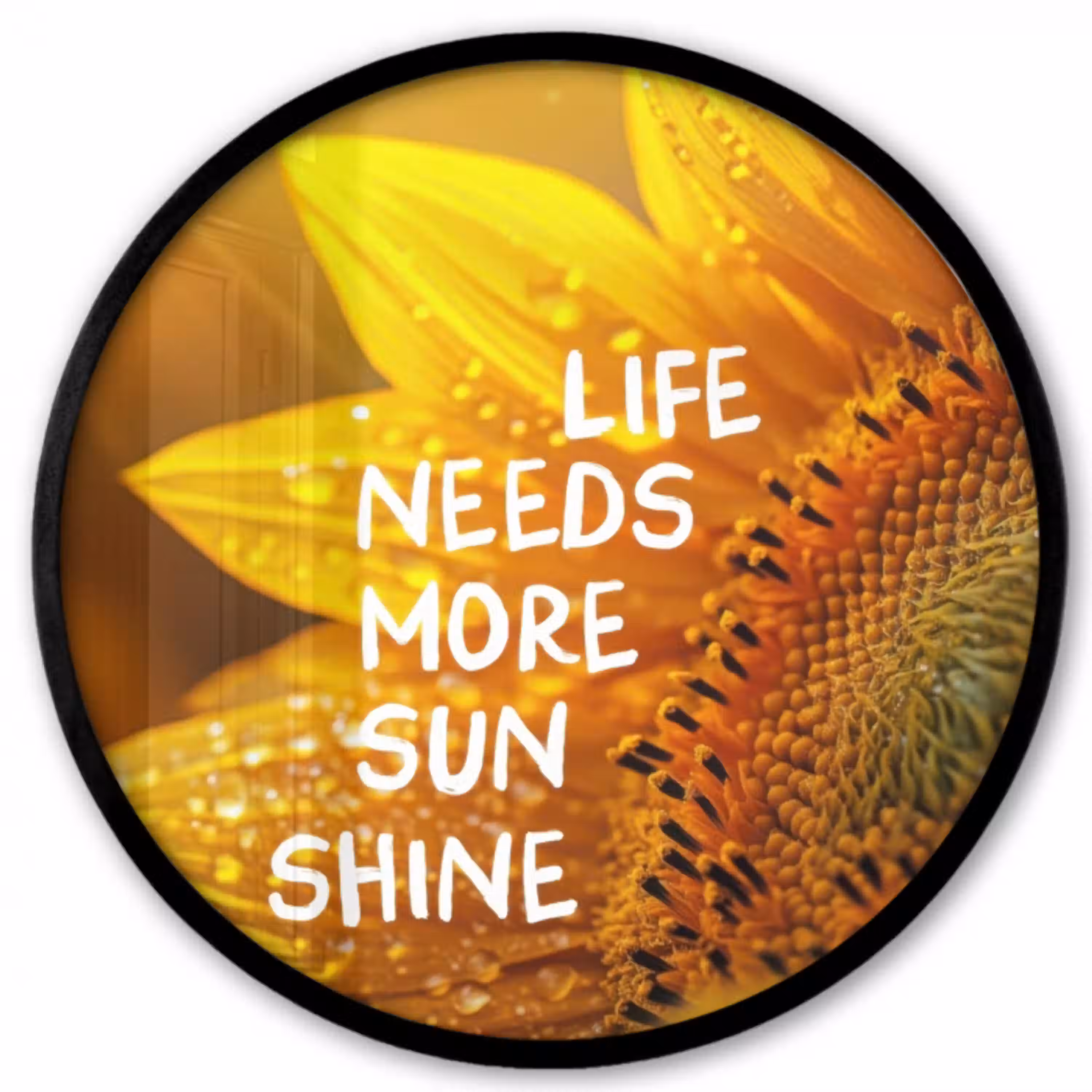Zonnebloem - Close up - Geel - Quote Fotolijst rond zonder passe partout klein -3d