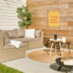 Gestreept - Geel - Sunshine - Letters tuinposter los doek klein -sfeer4