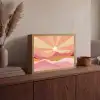 Bergen - Abstract - Zonnestralen - Roze Light Box met batterij (Wandlamp) middel -sfeer2