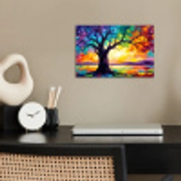 Boom - Landschap - Natuur - Abstract - Kleurrijk poster papier klein -sfeer1