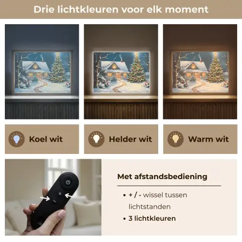 Kerst - Kerstboom - Winter - Huis - Sneeuw Light Box met batterij (Wandlamp) middel -USP_lichtkleurNL