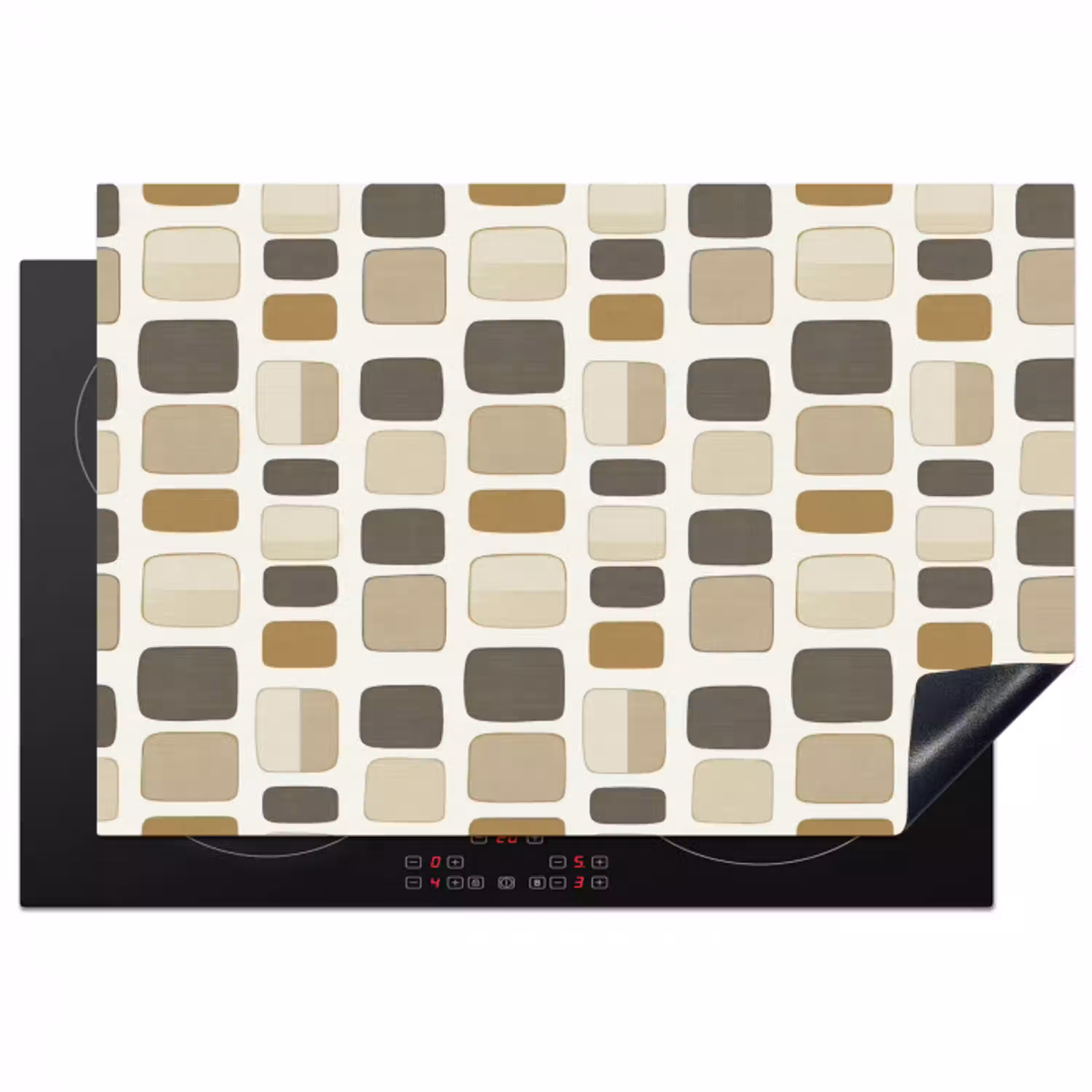 Blokken - Vintage - Grijs Inductie beschermer vinyl 3mm klein 276 -3d