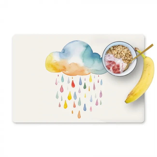Wolk - Regen - Watercolor - Kleurrijk Placemat vinyl groot -zzzproduct_Kitchenyeah-website