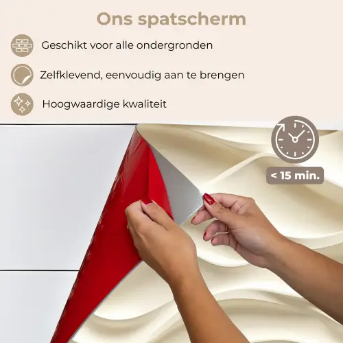Lijnen - Golvend - Crème keuken achterwand spatscherm klein 900 -spatscherm_NL